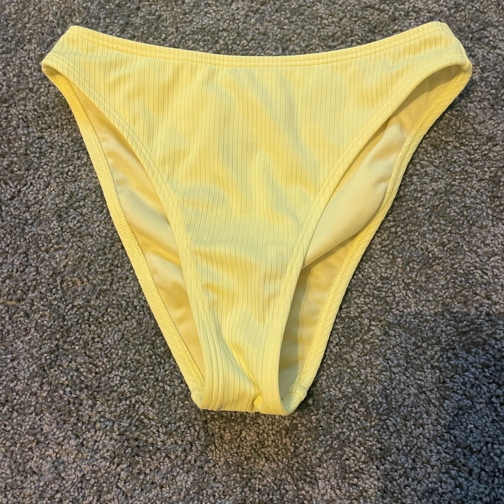High waisted bright yellow bikini bottoms